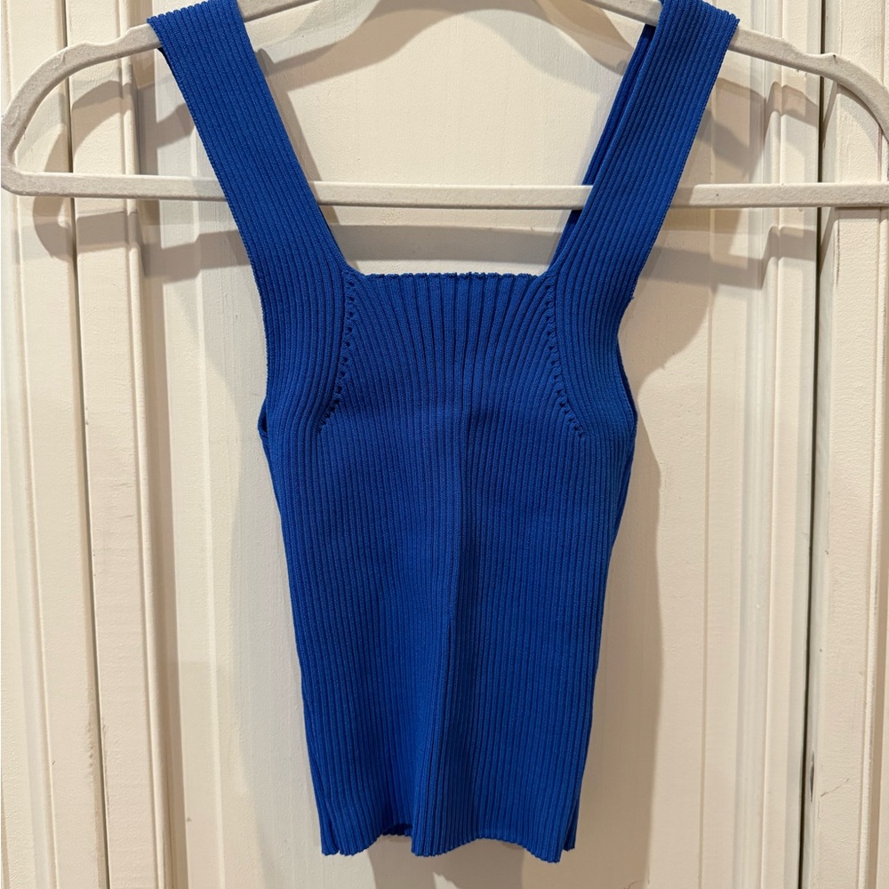 Dreamers by Debut Ribbed Blue Knit Top